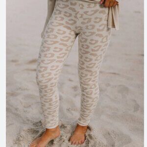 Barfeoot Dream Leopard track pants - cozy chic track pants - cream